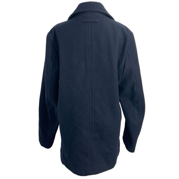 Tommy Hilfiger Men’s Double Breasted Wool Blend Pea Coat Navy Blue Small Flaw - Picture 9 of 14